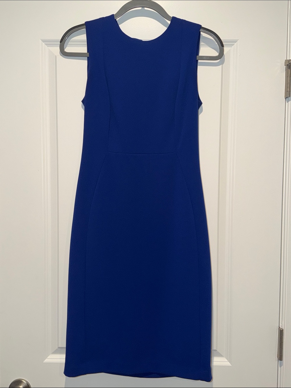 Calvin Klein Sleeveless Midi Sheath Dress in Cobalt Blue